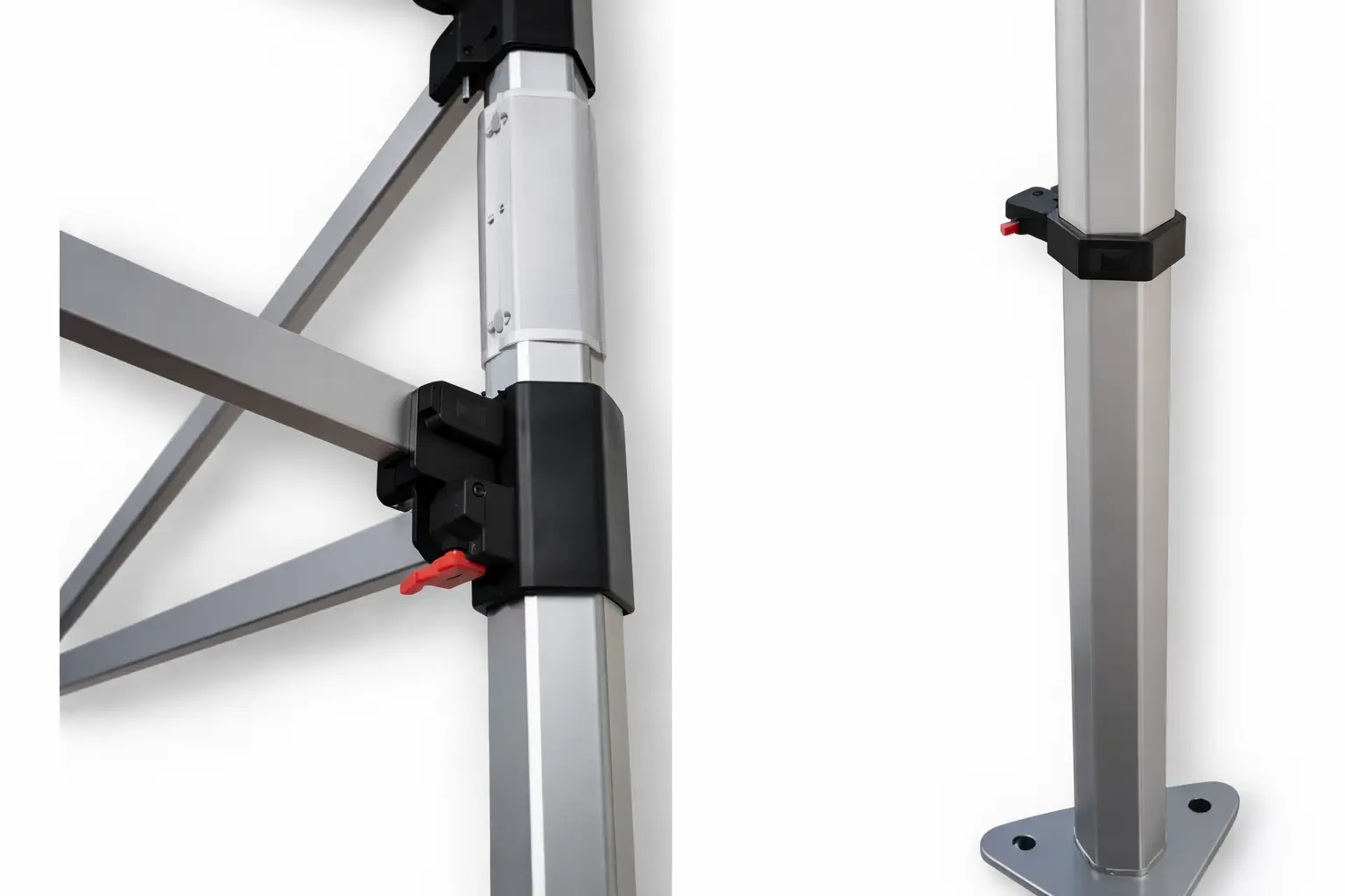 Detalle de la estructura de aluminio de la carpa personalizada